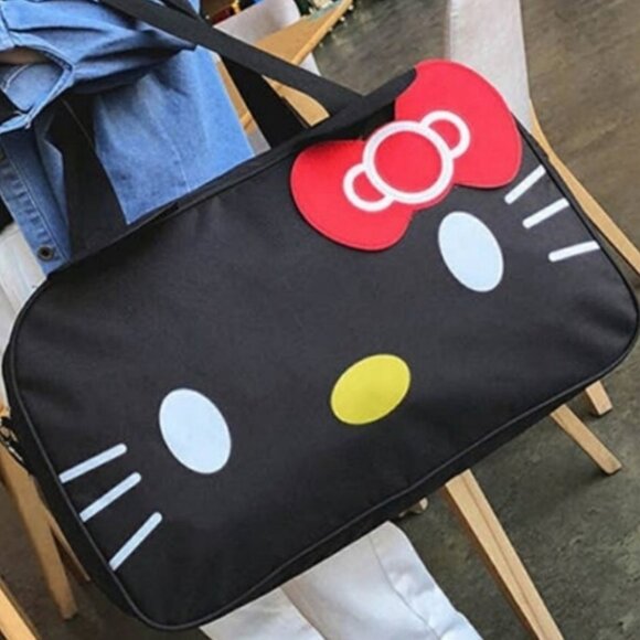 Sanrio NWT Hello Kitty Black Duffle Bag — For Travel / Weekend Bag / Gym - Picture 1 of 6